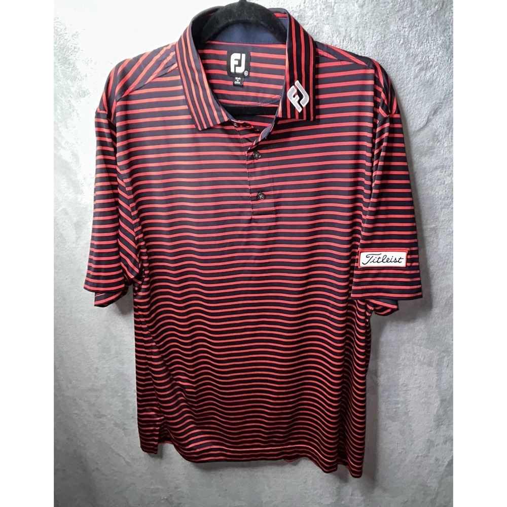 Titleist Polo Shirt Mens XL Blue Stripe Golf Logo Performance Top Footjoy Tour